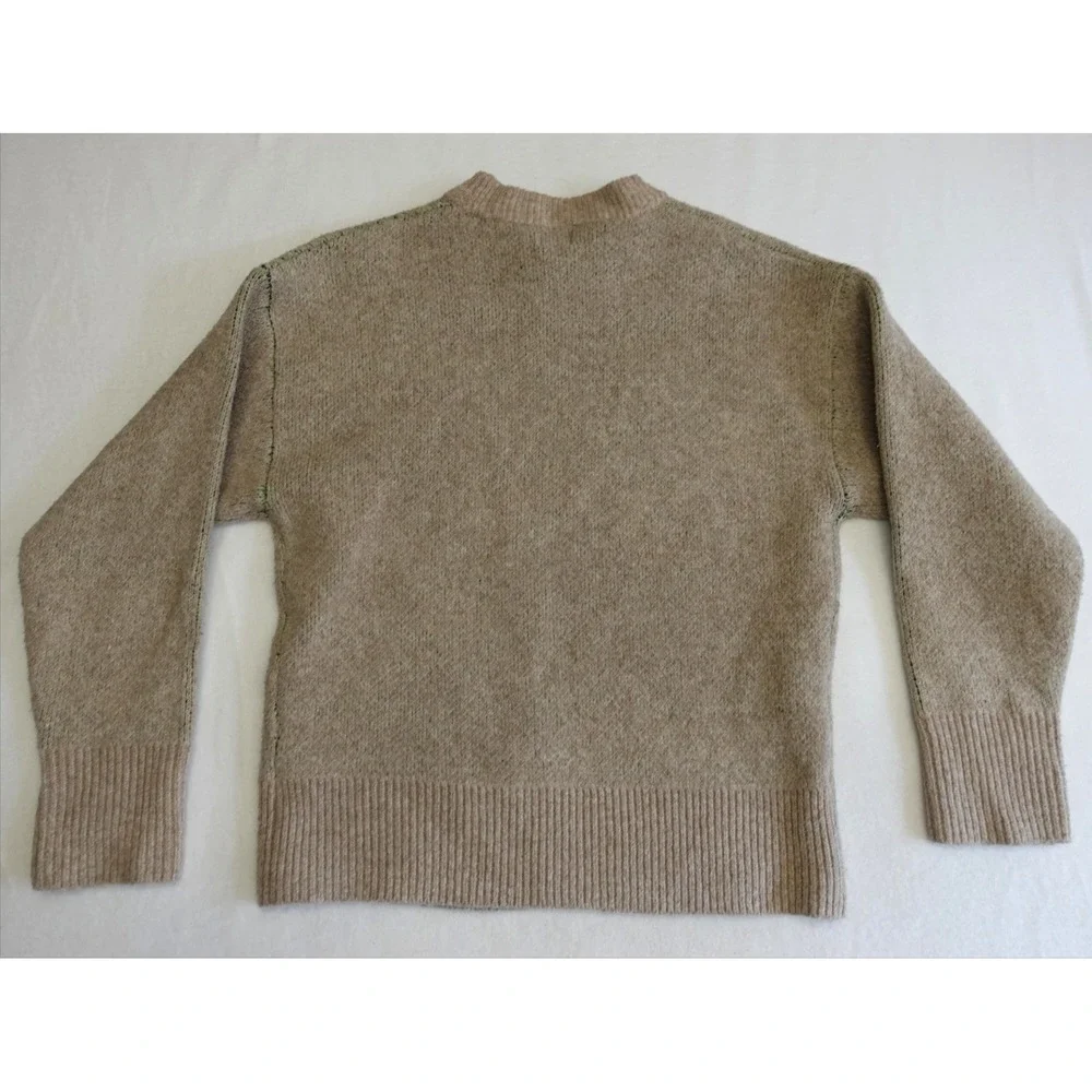 A New Day Sweater Pullover Womens S Beige Green LOVE Graphic Knit Crewneck Warm